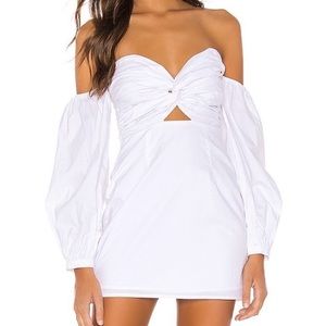 Revolve Flynn Ruched Sleeve Dress - White - Small